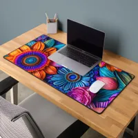 Floral pattern in boho style desk mat