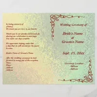 Autumn Shades of Green and Yellow Wedding Program