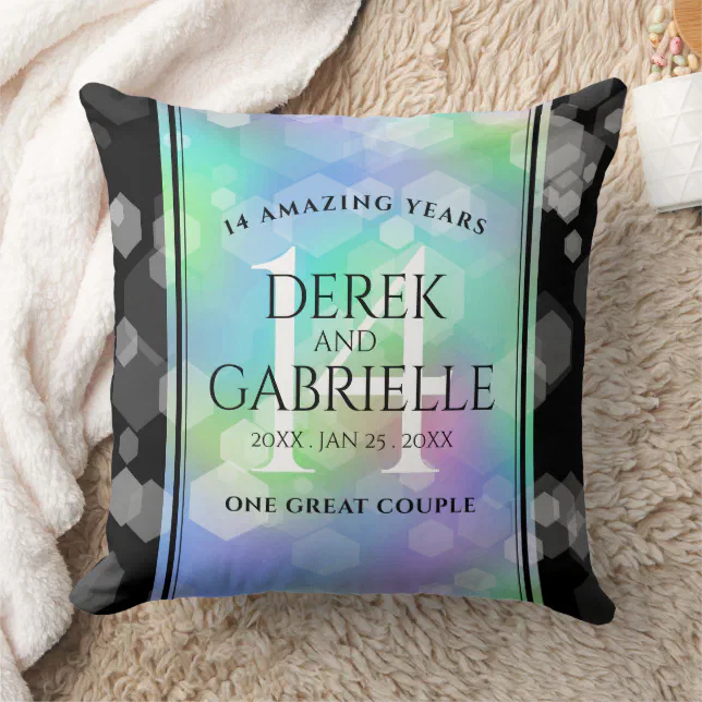 Elegant 14th Opal Wedding Anniversary Celebration Throw Pillow