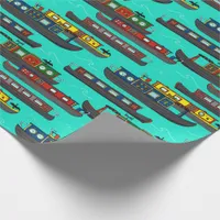 Canal Boats and Narrowboats Illustrations Wrapping Paper