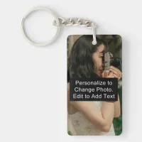 Custom Photo Name Monogram Text Acrylic Rec 1-Side Keychain
