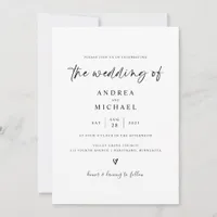 Simple Modern Wedding Invitation Hand Drawn Heart