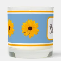 Yellow Flower Blue Background  Scented Candle