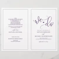 Wedding Programs Modern Bounce Calligraphy Plum