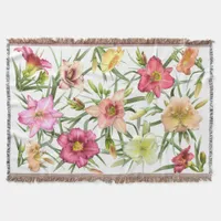 Daylilies All Over Throw Blanket