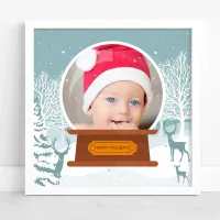 Christmas Winter Woodland Photo Snow Globe Poster