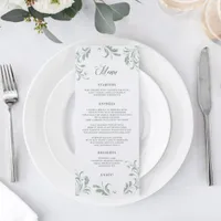 Elegant Sage Green Wedding Flourish Menu