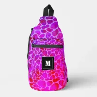 Purple and Pink Leopard Print Monogram  Sling Bag