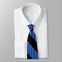 Modern mosaic in black, royal blue, chic  neck tie