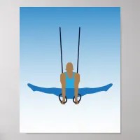 Male Gymnast on Steady Rings Illustrated Poster