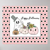 Pink Halloween Whimsical Pumpkins and Boo    Poster