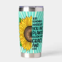 Inspirational Quote and Hand Drawn Sunflower Insulated Tumbler