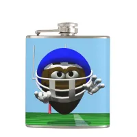 Funny Cartoon Football in a Helmet Hip Flask