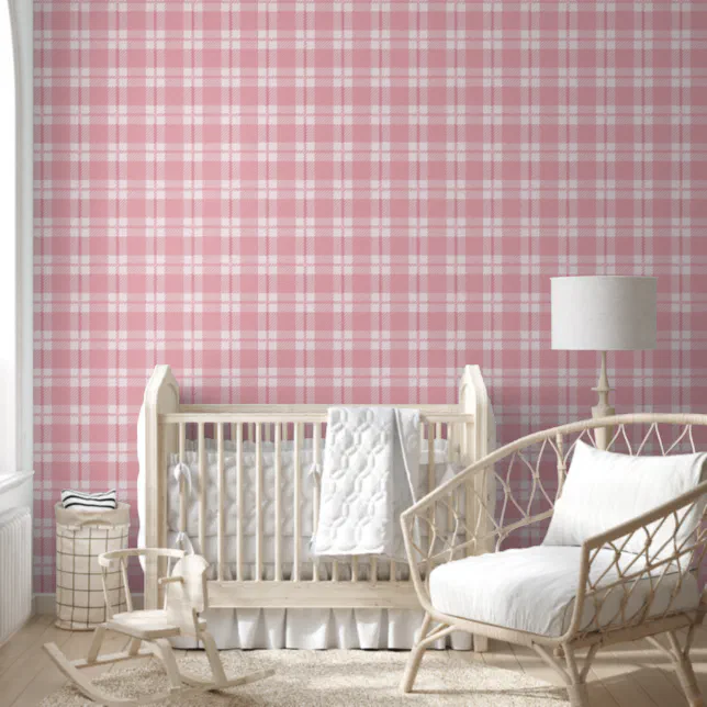 Pattern Baby Pink Plaid Checks Room Office  Wallpaper