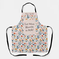  Mother's Day Cooking Skandinavian Floral Name  Apron