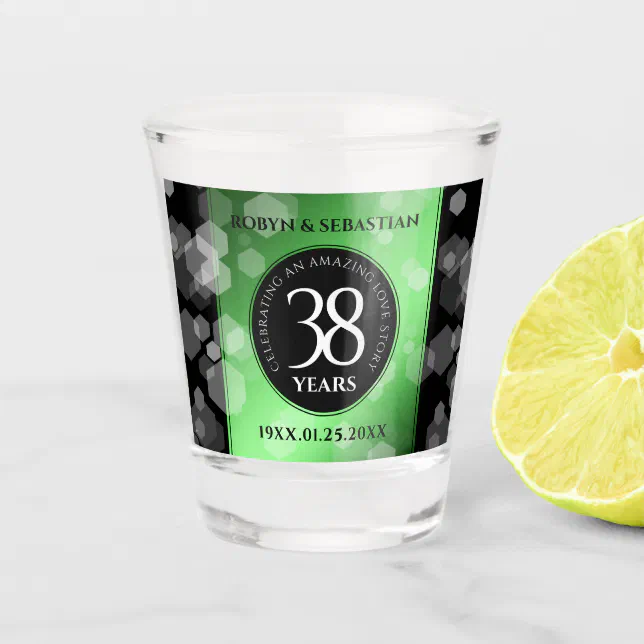 Elegant 38th Emerald Wedding Anniversary Shot Glass