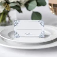 Elegant Dusty Blue Wedding Vintage Classic Place Card