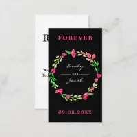 Elegant Pink Floral Wreath Black Wedding Registry Enclosure Card