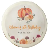 Fall Burnt Orange Pumpkin Patch Birthday Sugar Cookie