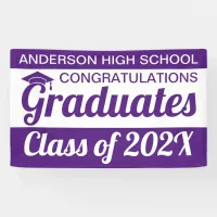 3' x 5' Purple & White Congratulations Graduates Banner