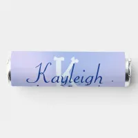 Simple Blue Brushed Metal and Glitter Monogram | Breath Savers&#174; Mints