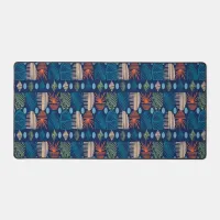 Caribbean Tribal Mudcloth: Festive Blue, Orange Desk Mat