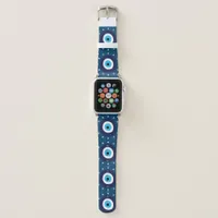 Midnight Blue Greek Turkish Evil Eye Print Stylish Apple Watch Band