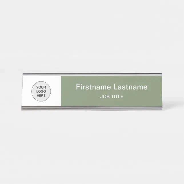 Sage Green Your Logo Modern Desk Name Plate