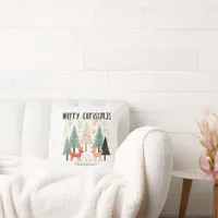 Cute Winter Woodland Family Christmas  Throw Pillow