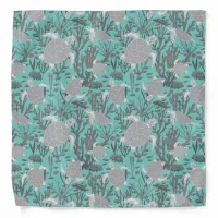 Ocean Scene Grey Blue Sea Turtle Bandana