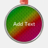 Floral Green Red Rainbow Gradient Diagonal Blend Metal Ornament