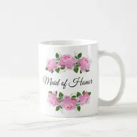 Maid of Honor Pink Roses Personalized Coffee Mug