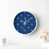 Christmas snowflakes and dots pattern clock