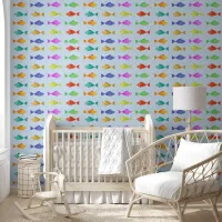 Rainbow fish in ocean kids wallpaper