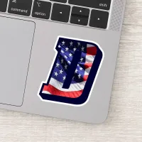 Monogram D American Flag Letter D Initial USA Sticker