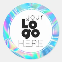 Create Your Own Iridescent Faux Holographic Logo Classic Round Sticker