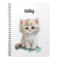 Watercolor Cute Kitten with Blue Eyes Notebook