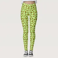 Lime Green Avocado Fruit Patterned Leggings