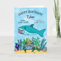Personalized Baby Shark Cupcake Boy's Birthday Card
