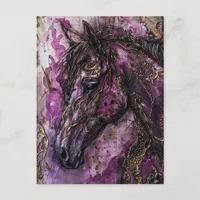 Purple Gold and Black Horse Postcard