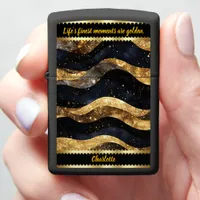 Elegant marble design with gold tones zippo lighter