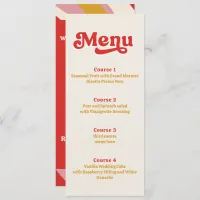 Retro Groovy 70s Ivory Red Wedding Menu