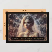 Elegant Spiderweb Girl Halloween Invite