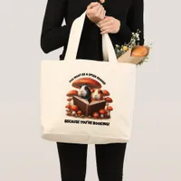 Funny Guinea Pigs Reading Under Red Mushrooms Large Tote Bag