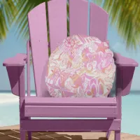 Nautical Beach Collage Hot Pink ID840 Round Pillow