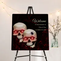 Scary red floral dark moody gothic skull halloween foam board