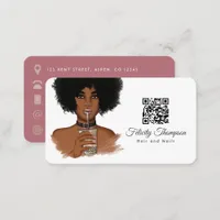 African American Hairdresser QR Code Business Card