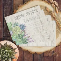 Succulents and Rustic Wood Bridal Shower ID515 Invitation