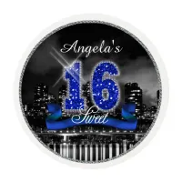 City Lights Sweet Sixteen Blue ID118 Edible Frosting Rounds