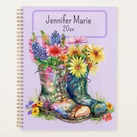 Flowers in Boots Personalize with Name, Year Planner